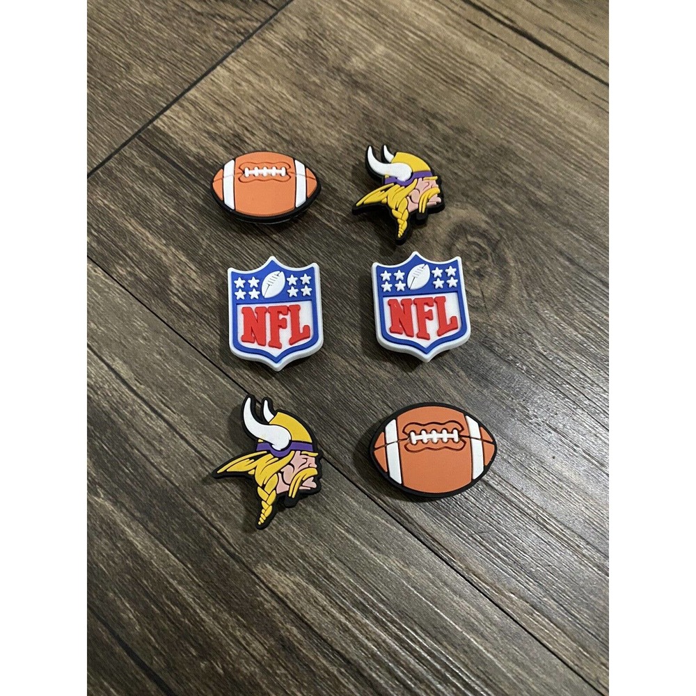 Minnesota Vikings Football Team Charm For Crocs Shoe Charms - 6 Pieces